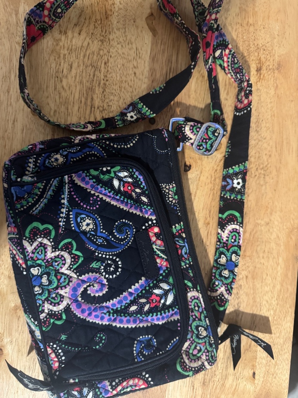 Vera Bradley Black Quilted Paisley Crossbody with Multicolor Accents